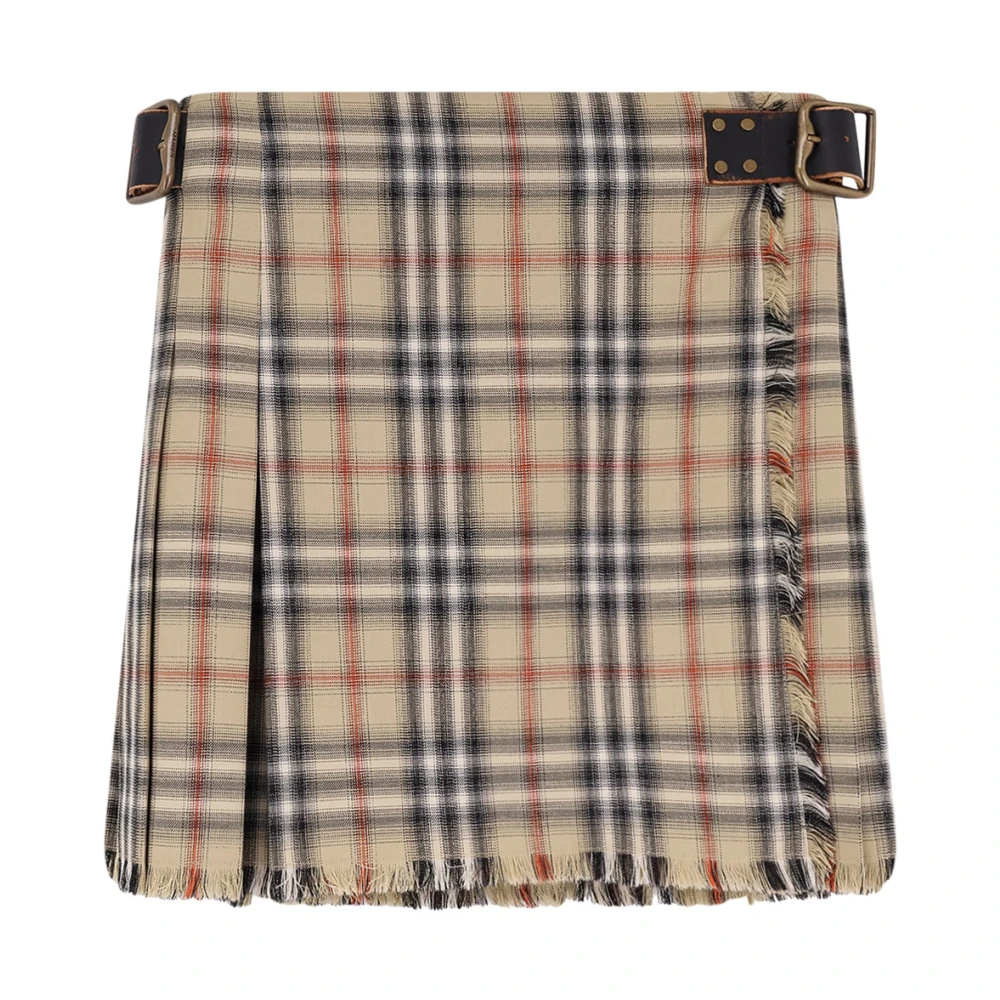 Burberry Women's Beige Pleated Check Cotton Skirt - Short Skirts - Xs - Skirts