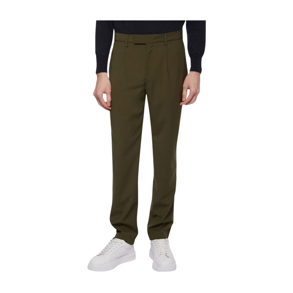 Brooks Brothers Green Straight Trousers, Male, W30, Stretch Chinos
