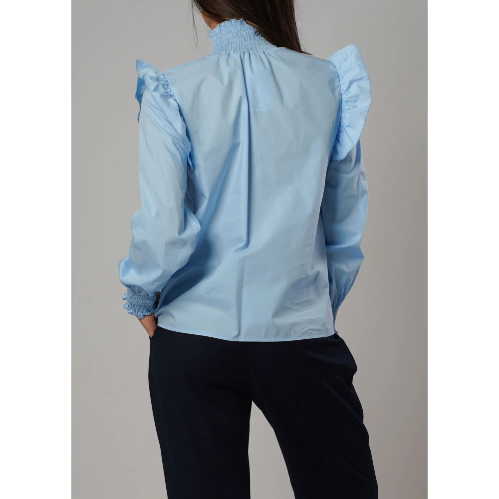 H2O Elegant gerimpeld hemelsblauw overhemd Blue Dames