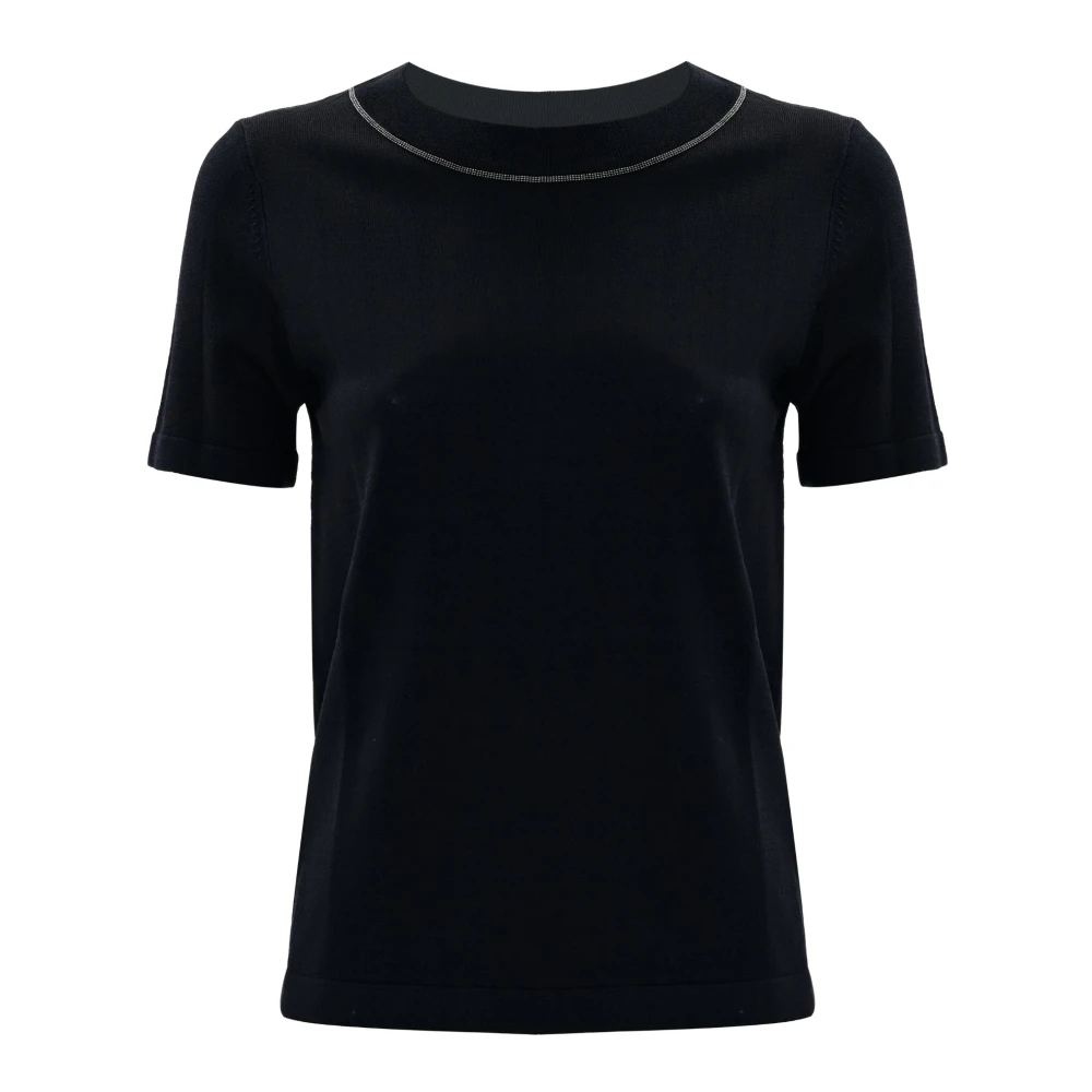 Kocca Glanzende Crewneck T-shirt Black Dames