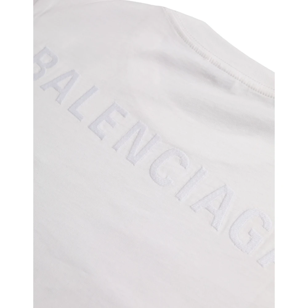 Balenciaga Katoenen T-shirt met Ronde Hals White Dames
