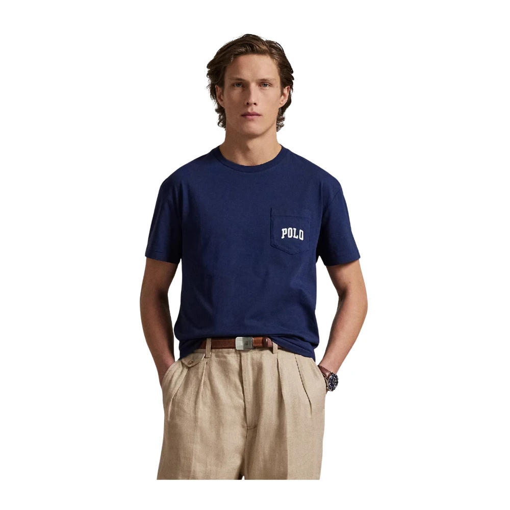 Ralph Lauren Blå Custom Slim Fit Polo Bear Pocket T-Shirt