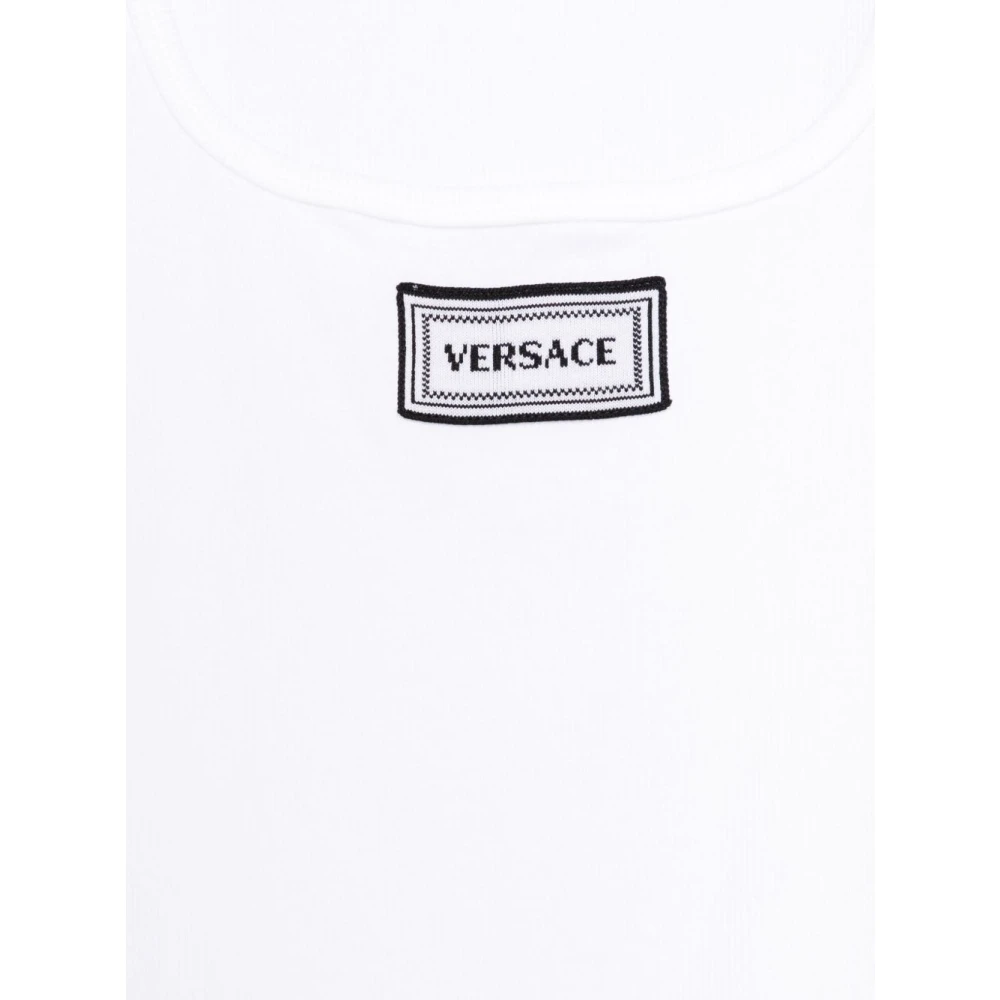 Versace Witte Scoop Neck Mouwloze T-shirts en Polos White Dames