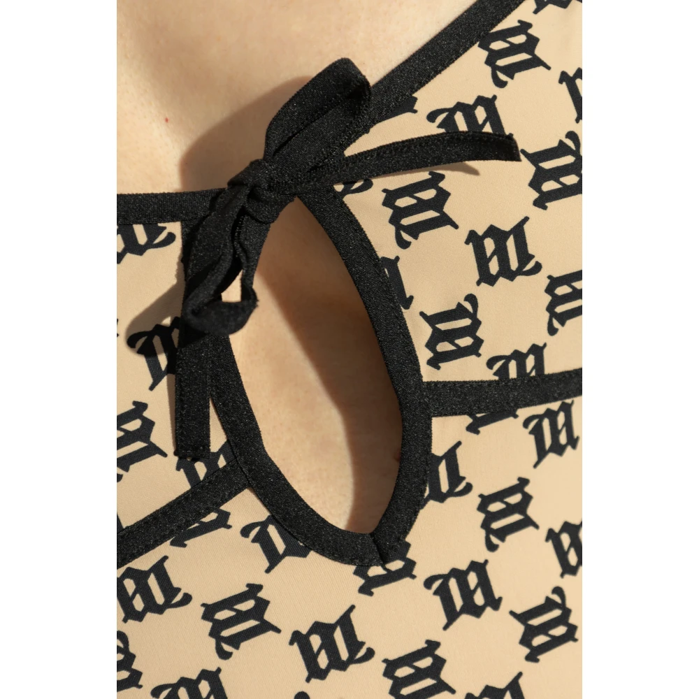 Misbhv Jurk met bandjes en monogram Beige Dames