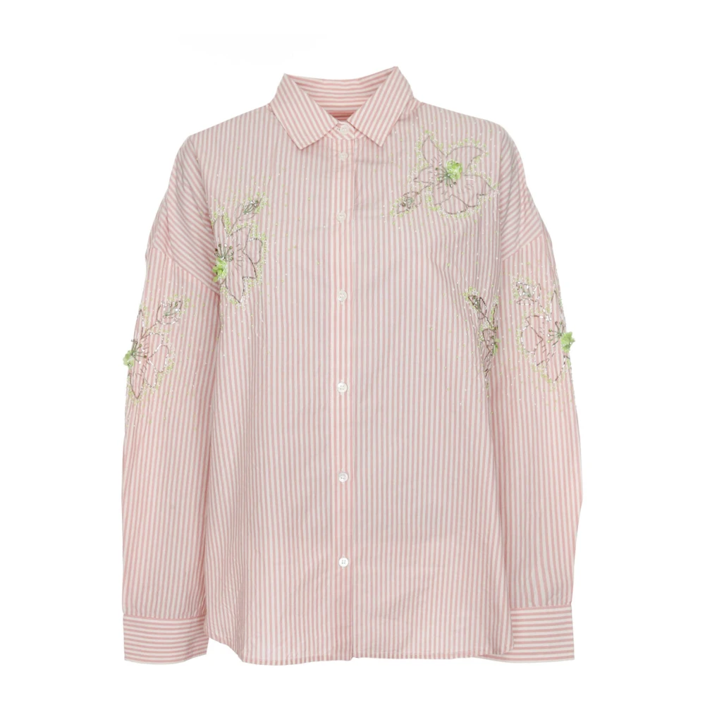 Essentiel Antwerp Versierd shirt met rozenmotieven Pink Dames