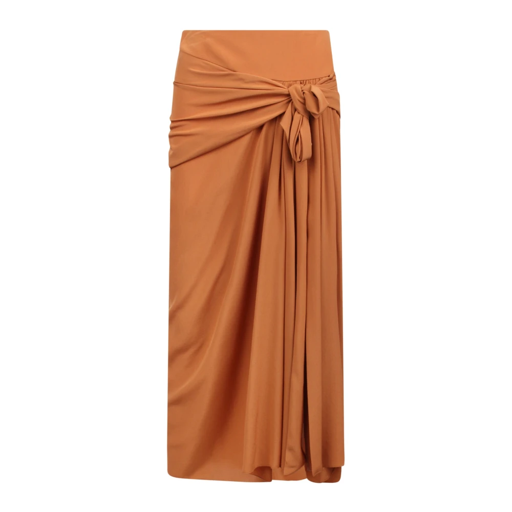 Ermanno Scervino Zijden rok met geplooide details Brown Dames