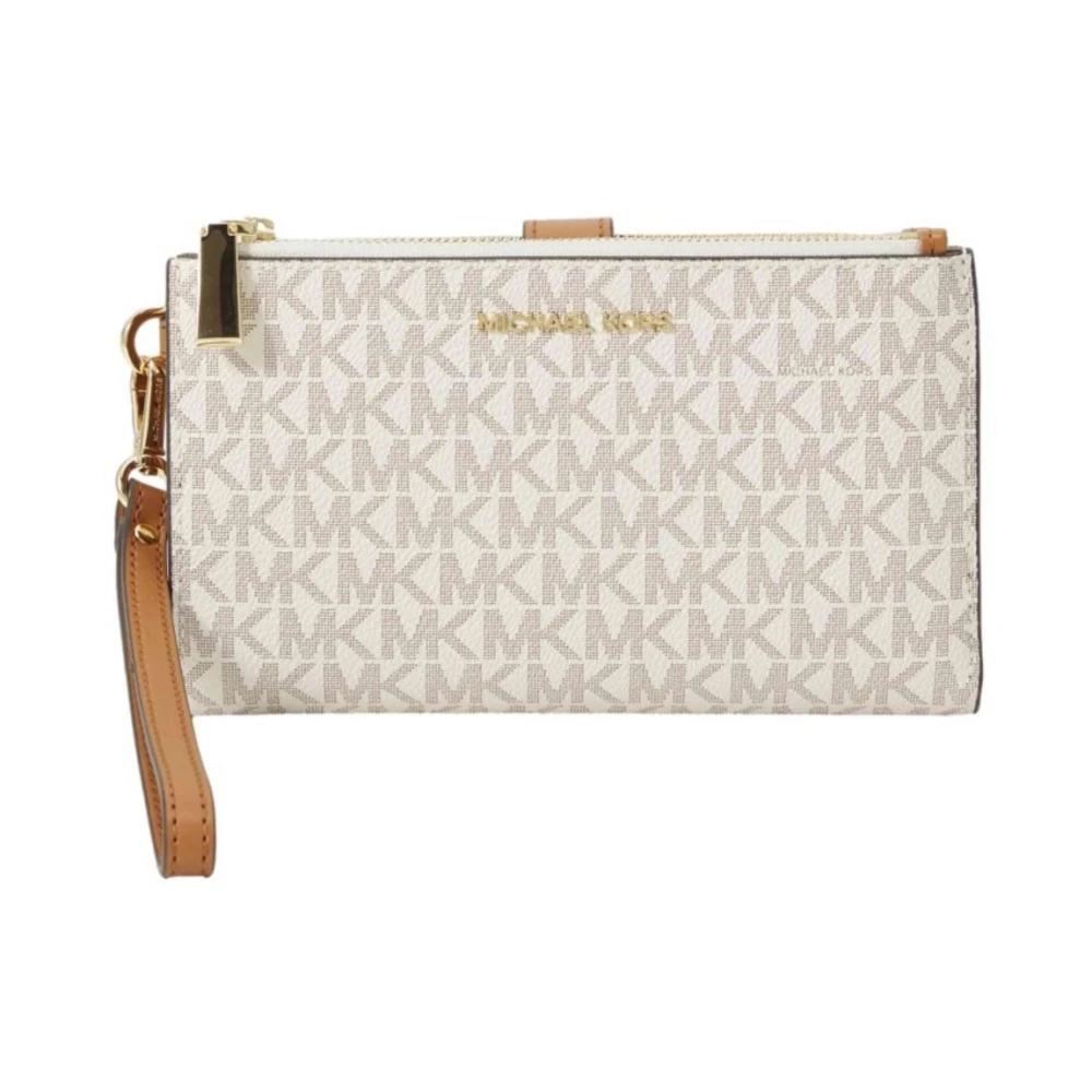 Michael Kors Women's Beige Wallets & Cardholders, One Size, Jet Set Double Zip Wristlet