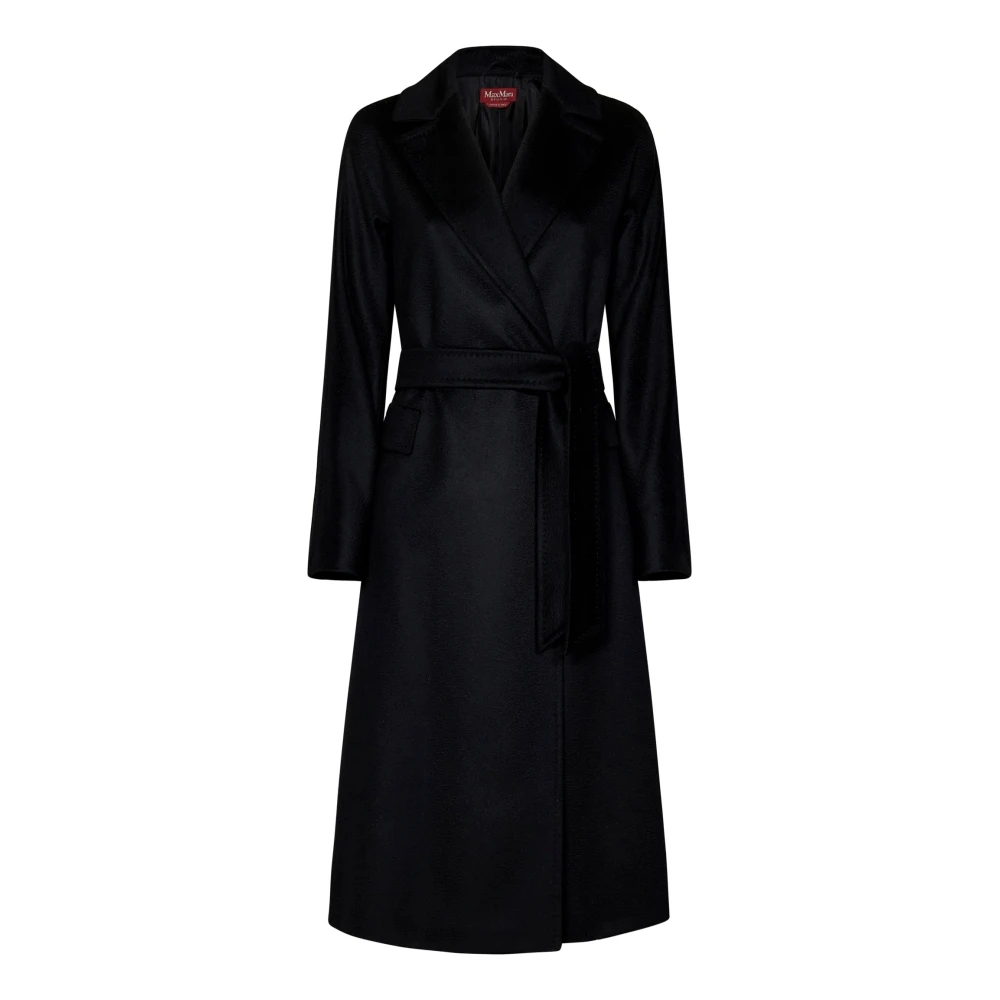 Max Mara Studio Zwarte Wollen Shawl Kraag Jas Black Dames