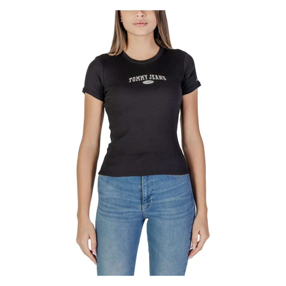 Tommy Jeans Zwarte Katoenen Crew Neck Tee Black Dames
