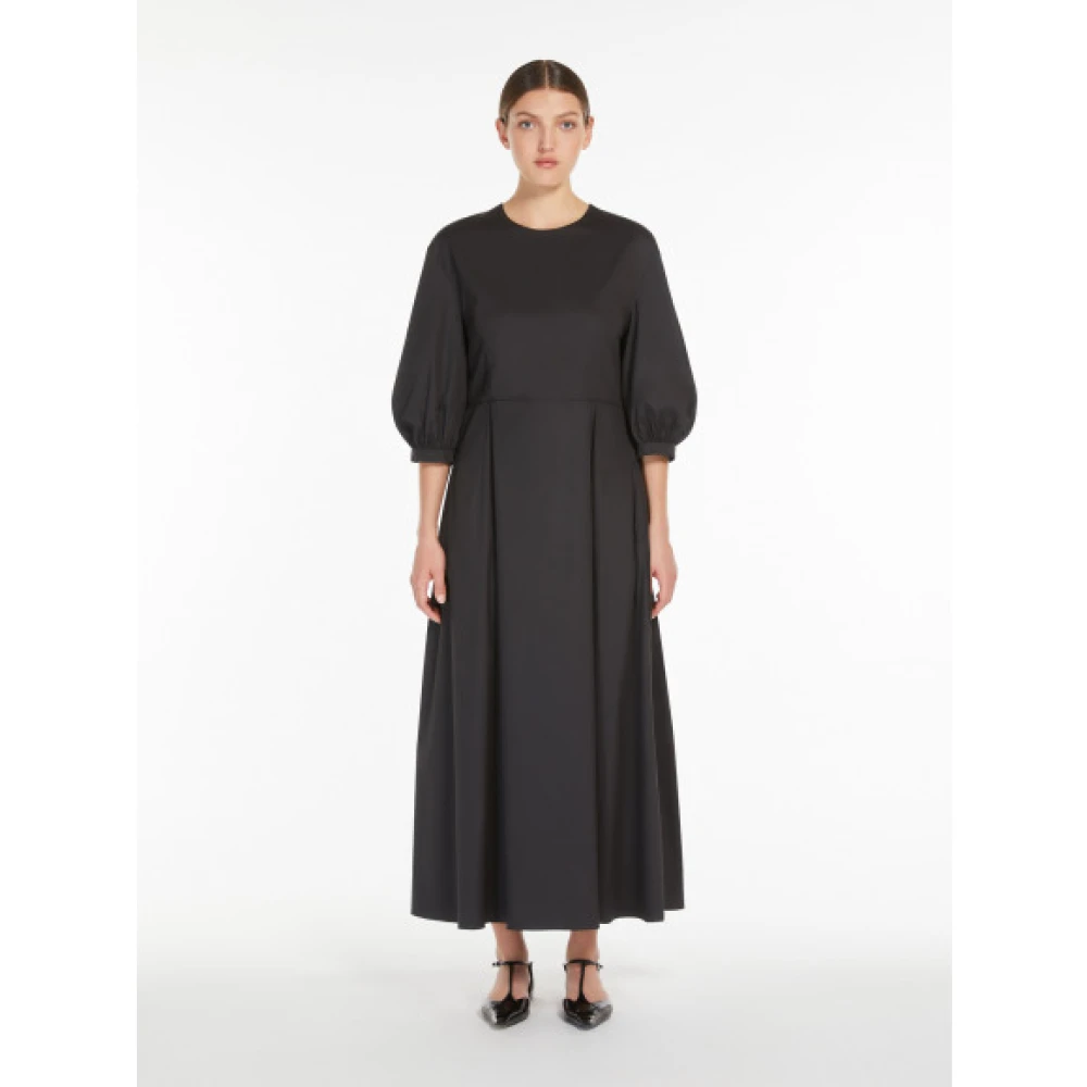 Max Mara Pofmouw Katoenen Jurk Black Dames