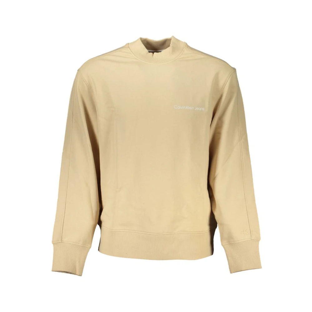Calvin Klein Beige Trui met Lange Mouwen en Logo Print Beige Heren