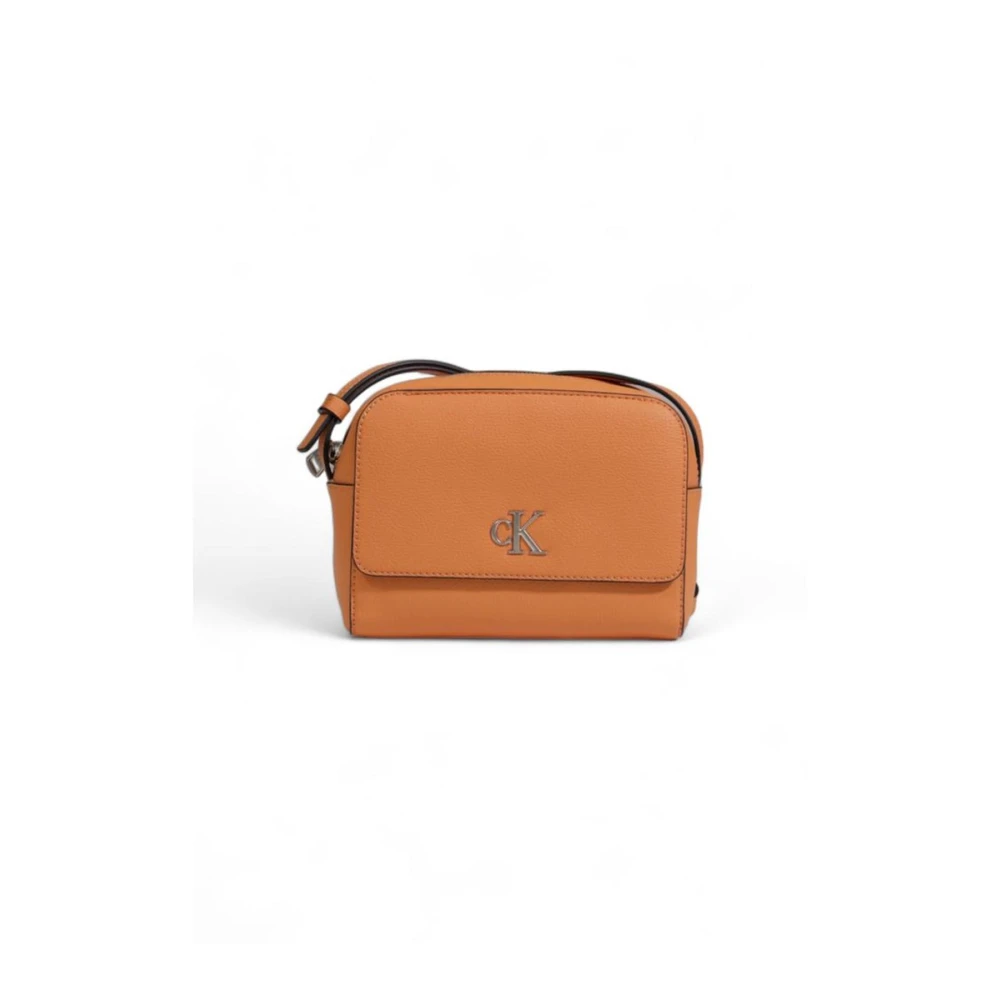 Calvin Klein Jeans Compacte Faux Leren Handtas Orange Dames