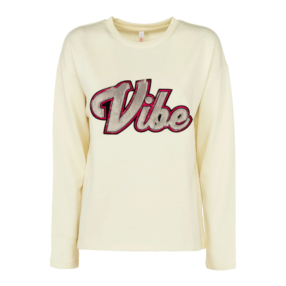 Sun68 Sweatshirt met Studs Details Beige
