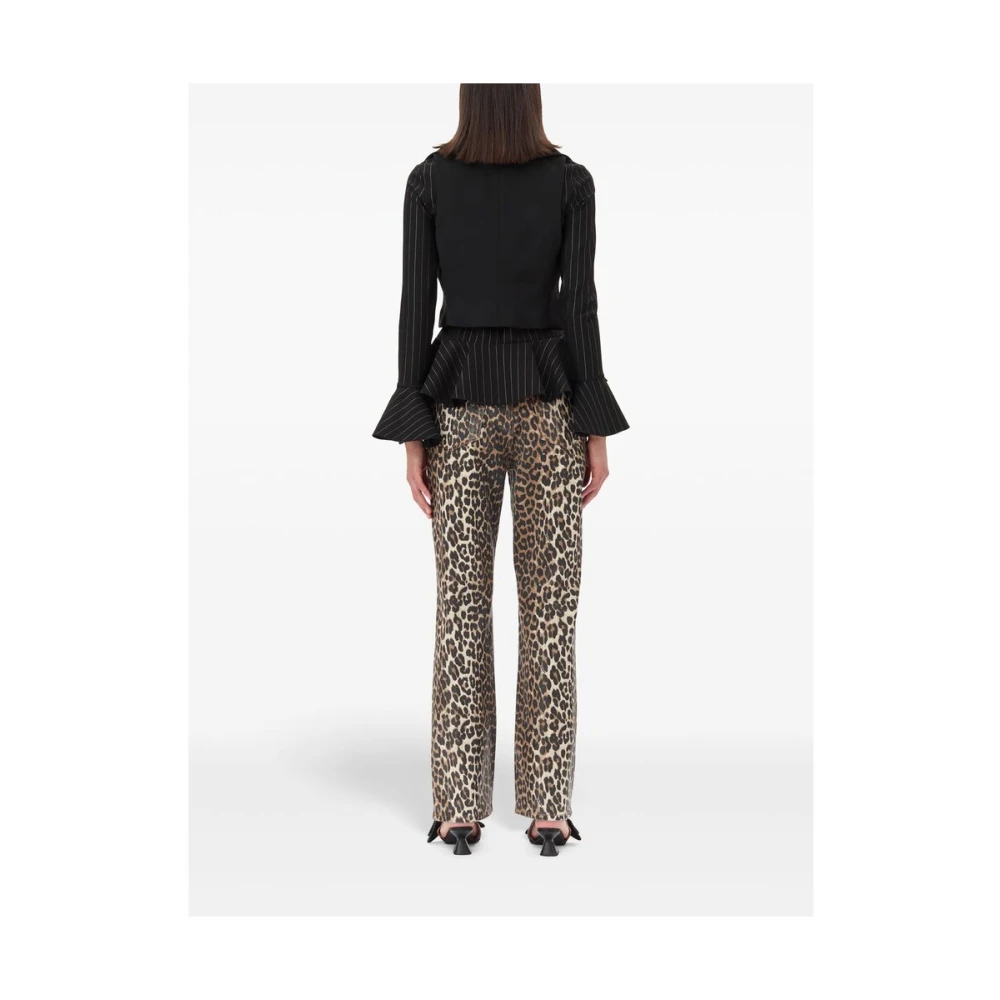 Ganni Luipaardprint Katoenmix Jeans Multicolor Dames