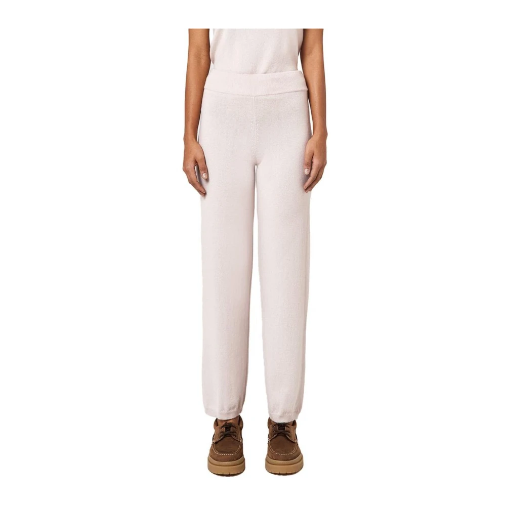 Alpha Studio Geribbelde Enkel Wol Kasjmier Broek Beige Dames