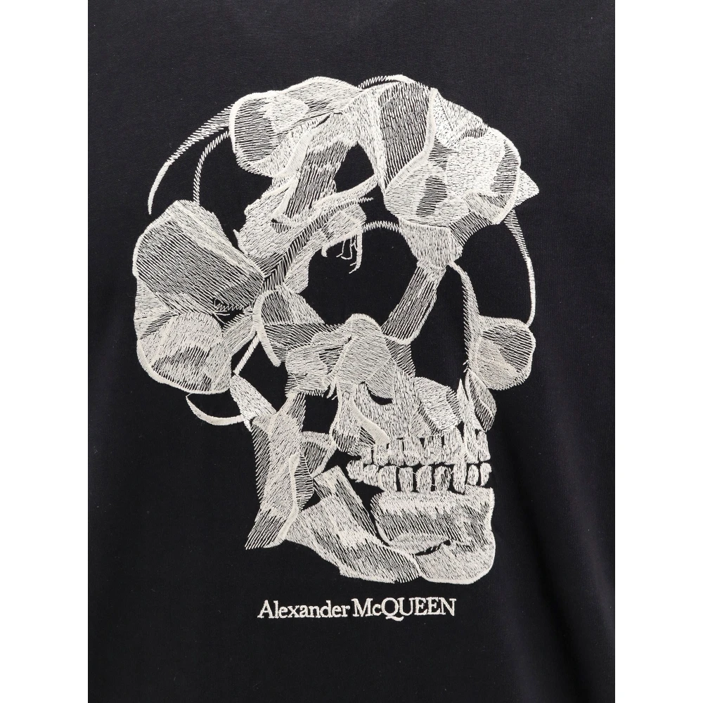 alexander mcqueen Zwart T-shirt met schedelborduursel Black Heren