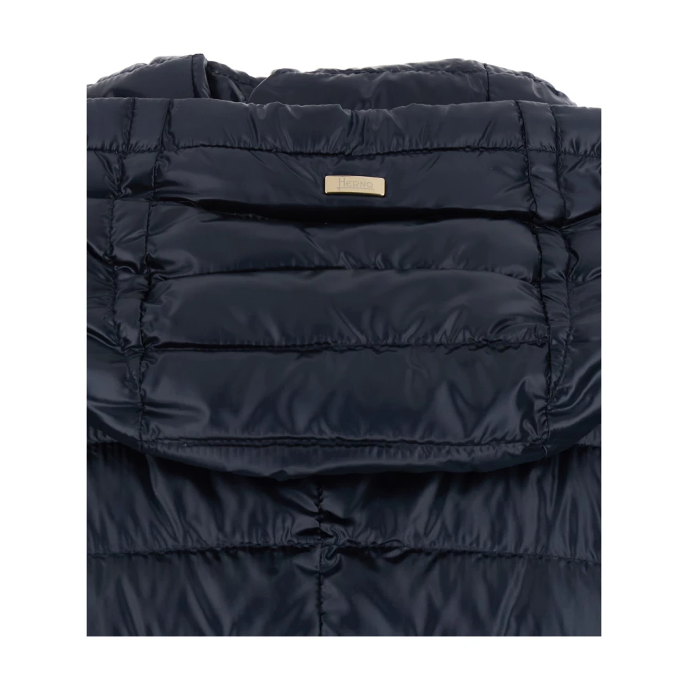 Herno Blauwe donsjas met trekkoord capuchon Blue Dames