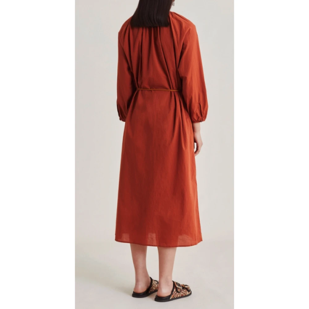 Momoni Terracotta Katoenen Jurk met Ballonmouwen Orange Dames
