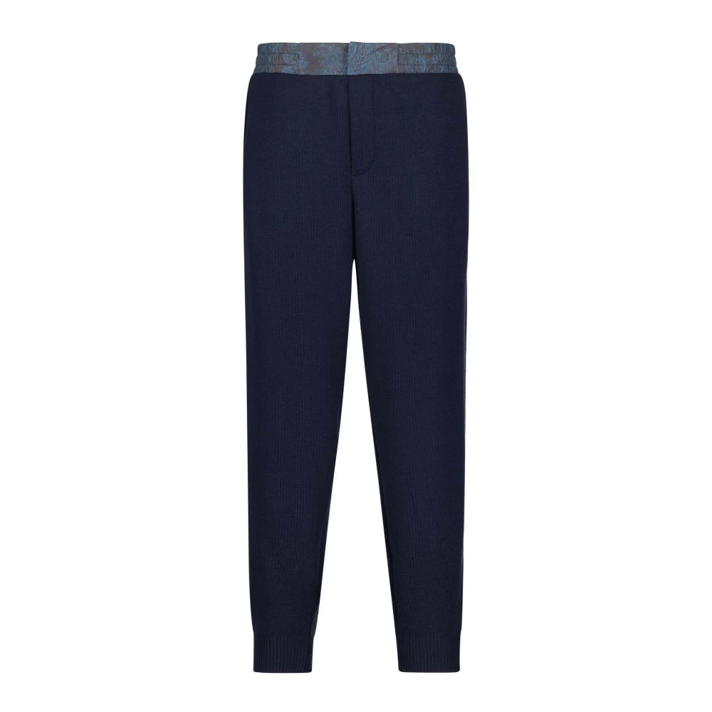 ETRO Wolmix Casual Broek met Logoborduursel Blue Heren