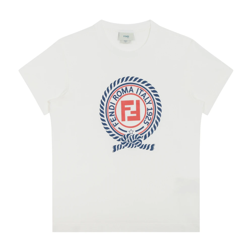 Fendi Unisex Kids White Logo Print Cotton T-Shirt - Kids Short Sleeve T-Shirts - 14 Y - Kids