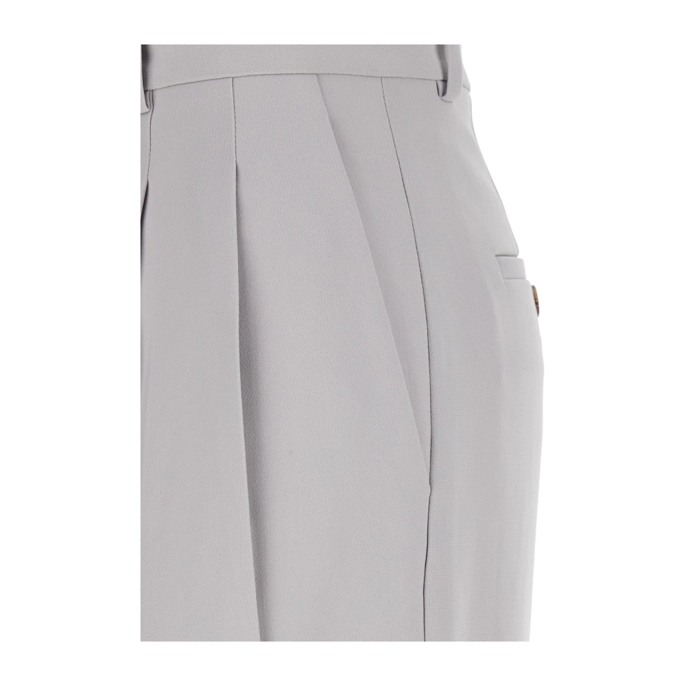 Theory Metallic Hoge Taille Broek in Tech Stof Gray Dames