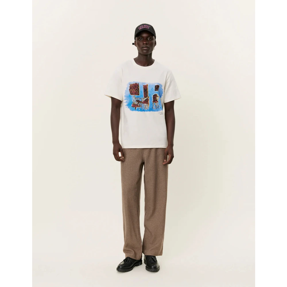 Les Deux Expressionistische T-shirt met veelkleurige print Beige Heren