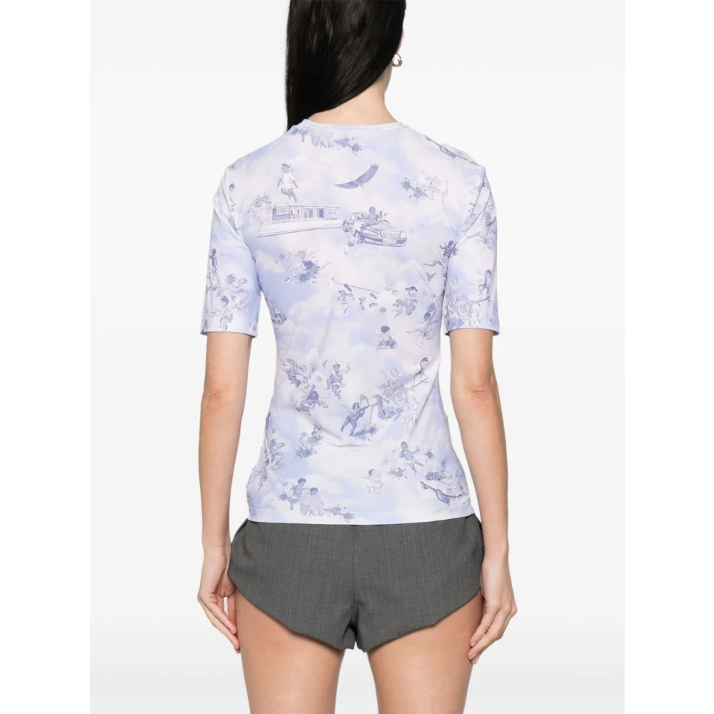 Off White Lichtblauwe Logo Print Top Blue Dames