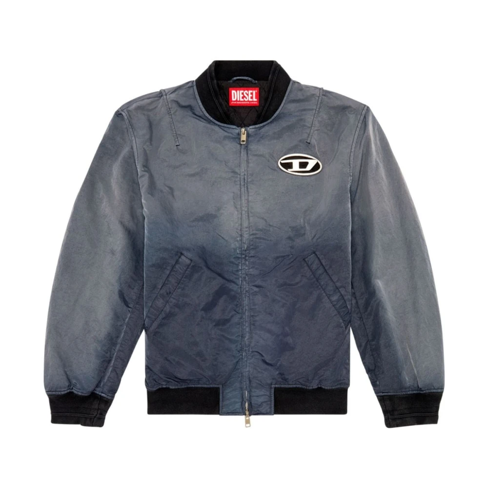 Diesel Zwarte Bomberjack met Gouden Accenten Black Heren