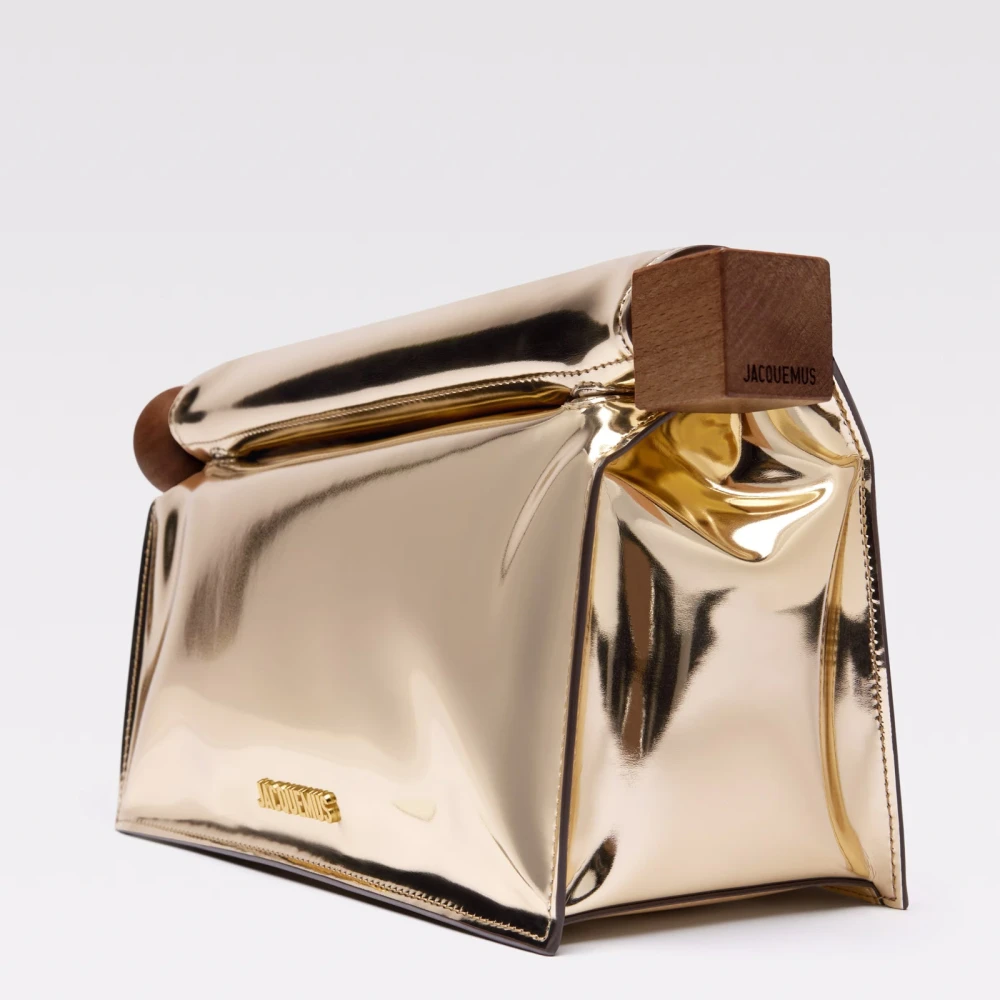 Jacquemus Ronde Vierkante Clutch Tas Goud Yellow Dames