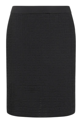Svart Ribbad Kjol med Hög Midja och Slits Bak
