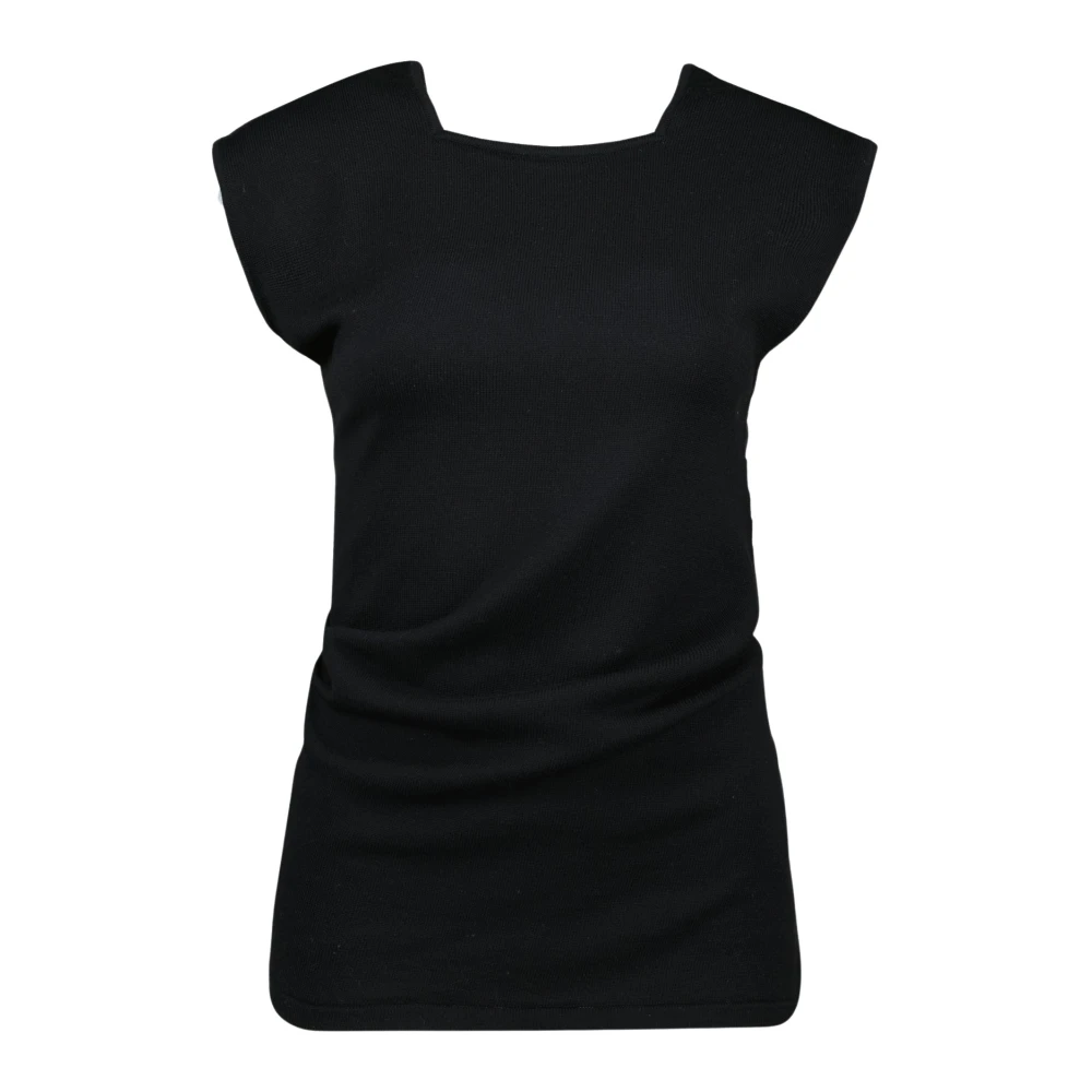 Khaite Women's Black Sleeveless Tops, S, Draped Top Spring-Summer 2025