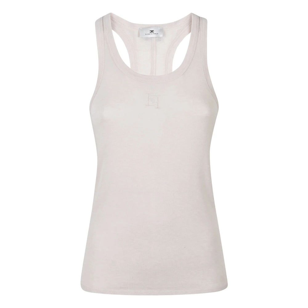 Elisabetta Franchi Beige Sleeveless Tops, Female, M, Canottiera
