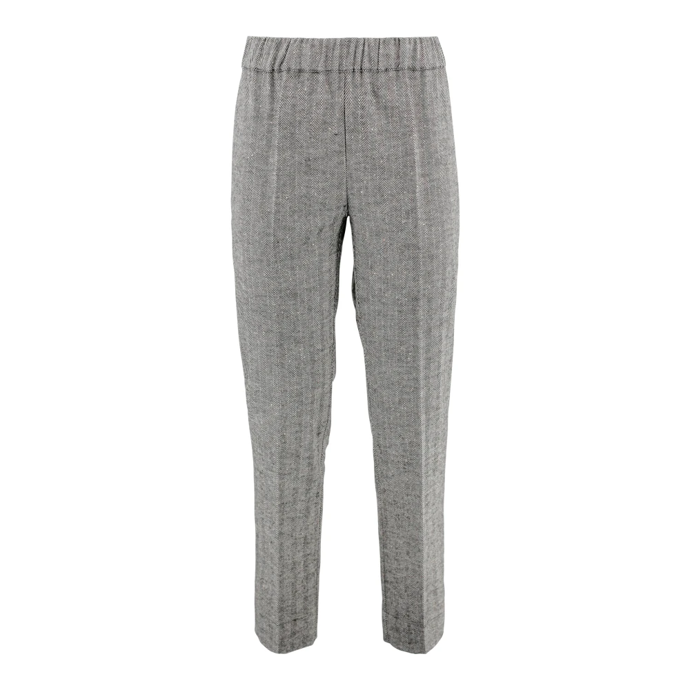 D.Exterior Flanellen Elastische Taille Rechte Pijp Broek Gray Dames