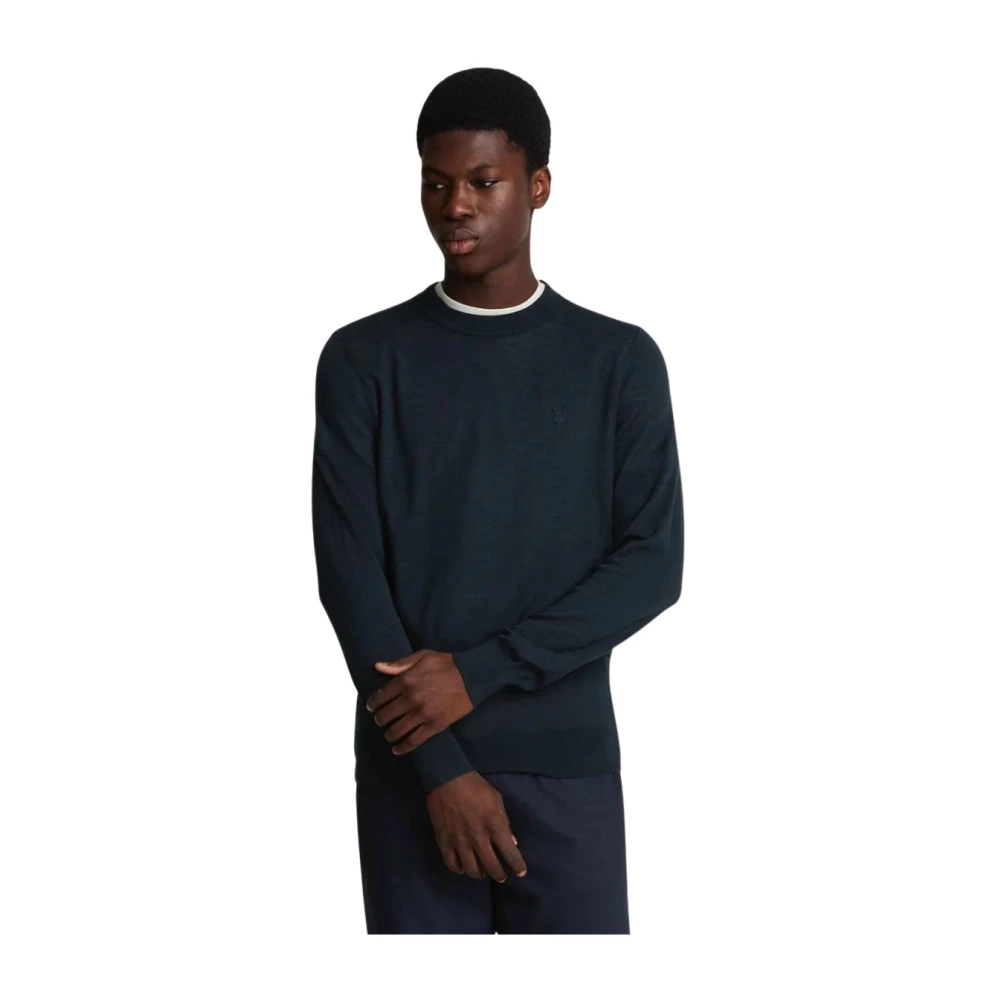 Lyle & Scott Merino Wool Crew Neck Jumper - Dark Navy - Image 2