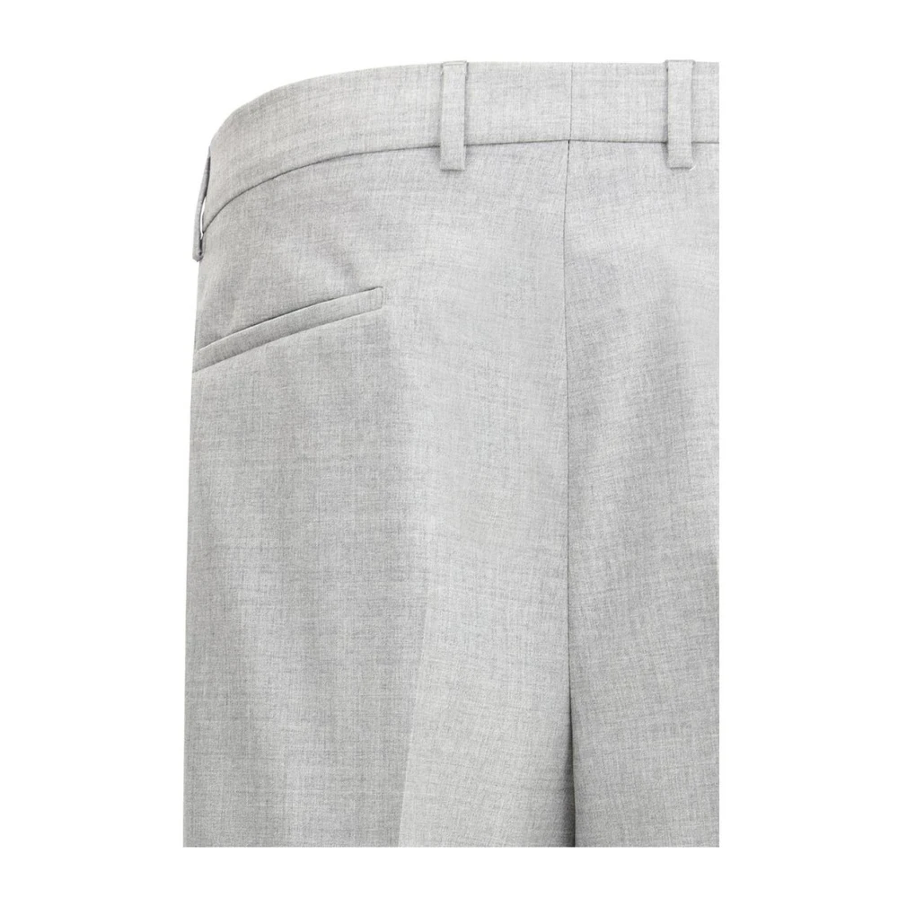 BRUNELLO CUCINELLI Gemêleerd Patroon Wollen Broek Klassieke Pasvorm Gray Heren