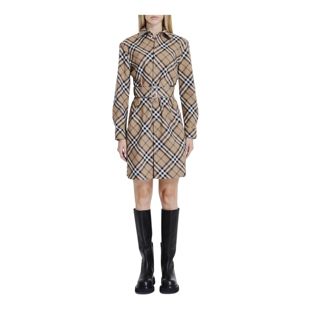 Burberry Women's Brown Haymarket Check Shirtdress - Shirt Dresses - 3XS - Dresses