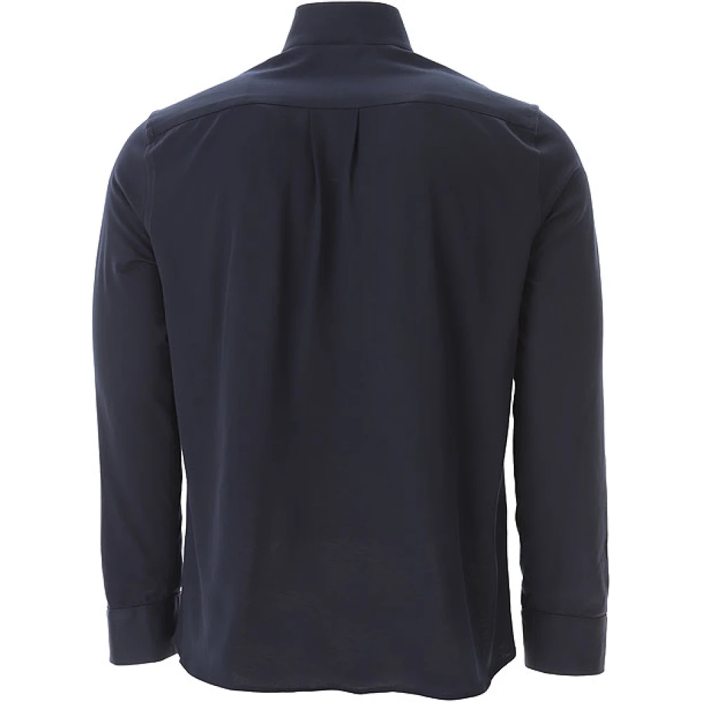 Emporio Armani Blauwe Marine Standkraag Shirt Blue Heren