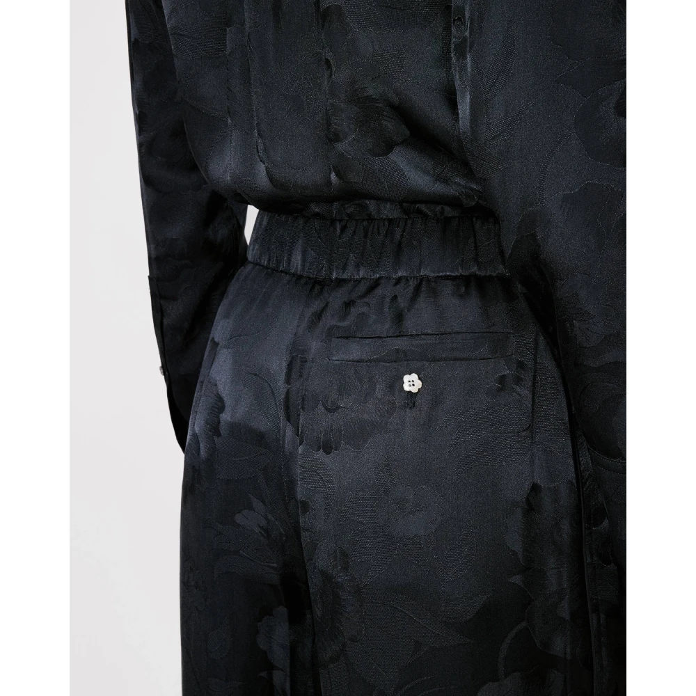 Kenzo Peonies Jacquard Broek Zwart Black Dames