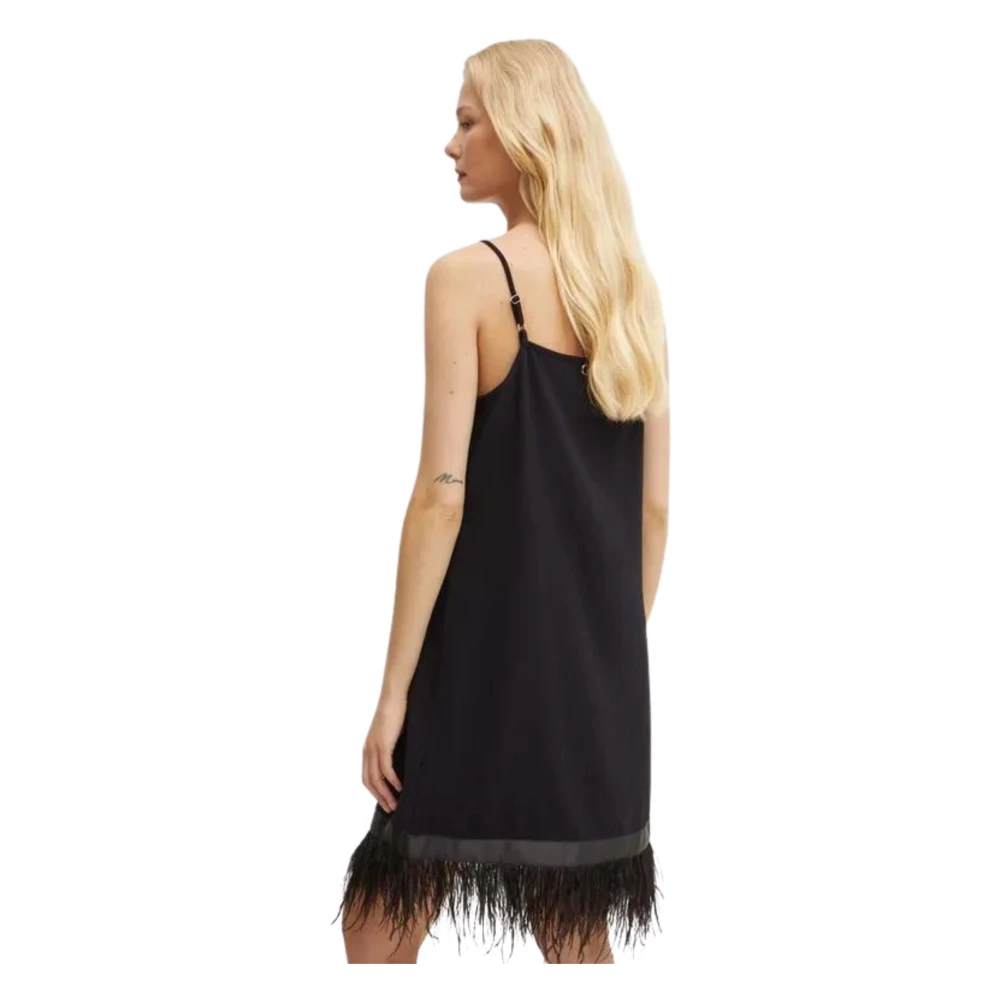 Twinset Zwarte Jurk met Karo Halslijn Black Dames