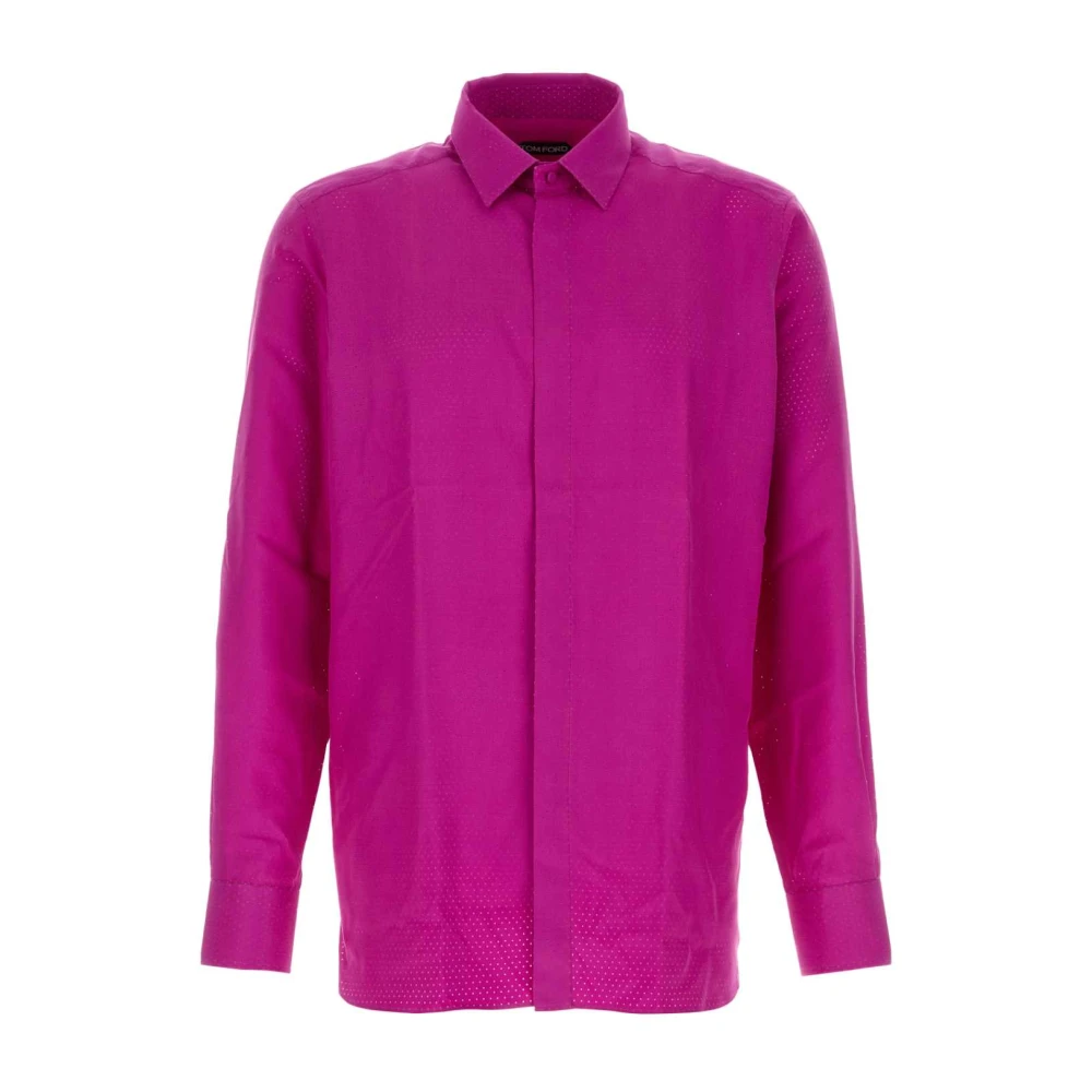 Tom Ford Men's Pink Perforated Dot Silk Twill Shirt - Casual Shirts - L - Shirts