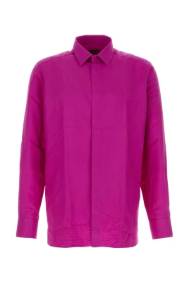Perforated Dot Silk Twill Shirt