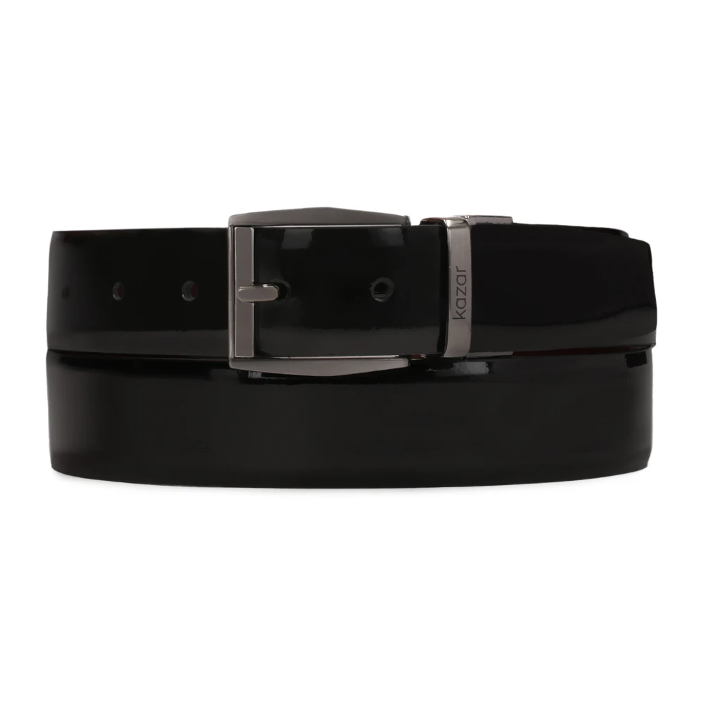 Kazar Bezoekers dubbelzijdige leren riem Black Heren