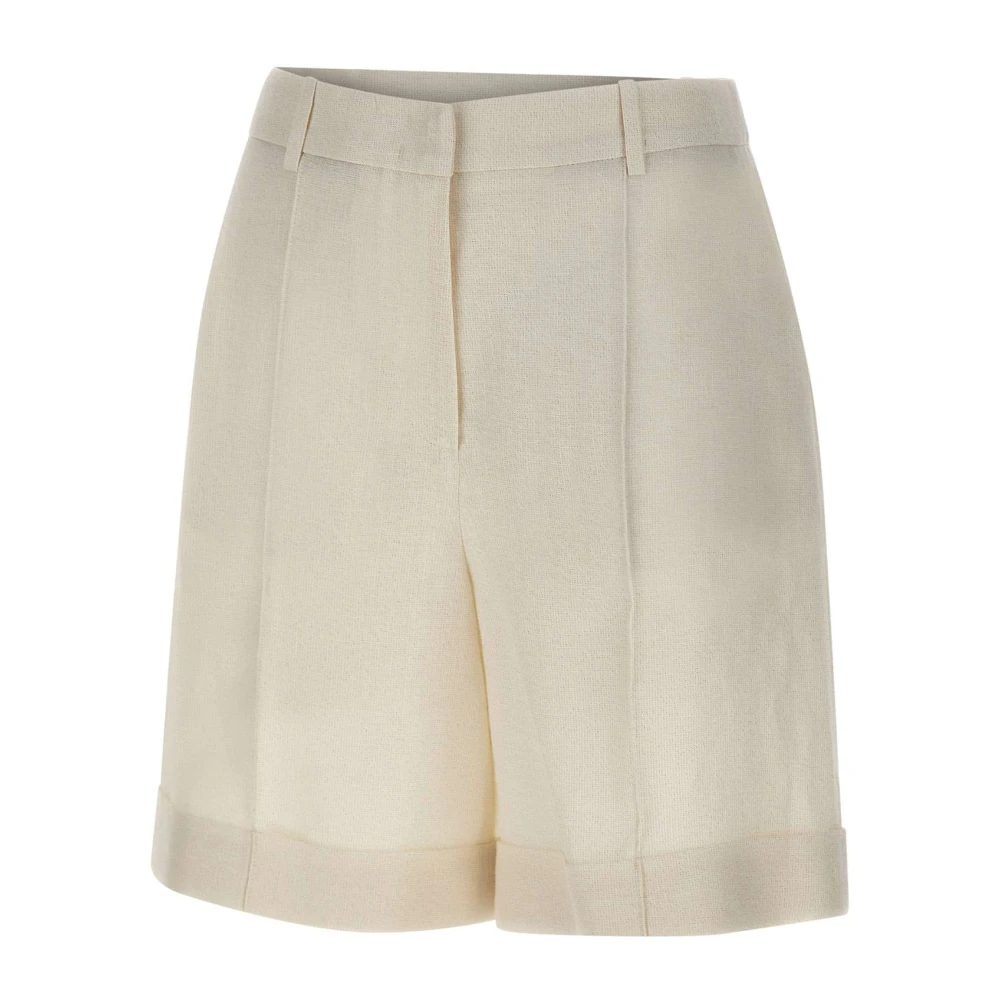 Eleventy Women's White Sparkle Linen Blend Bermuda Shorts - Casual Shorts - S - Shorts