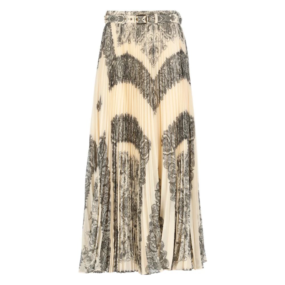 Zimmermann Geplooide rok met contrasterende print Beige Dames