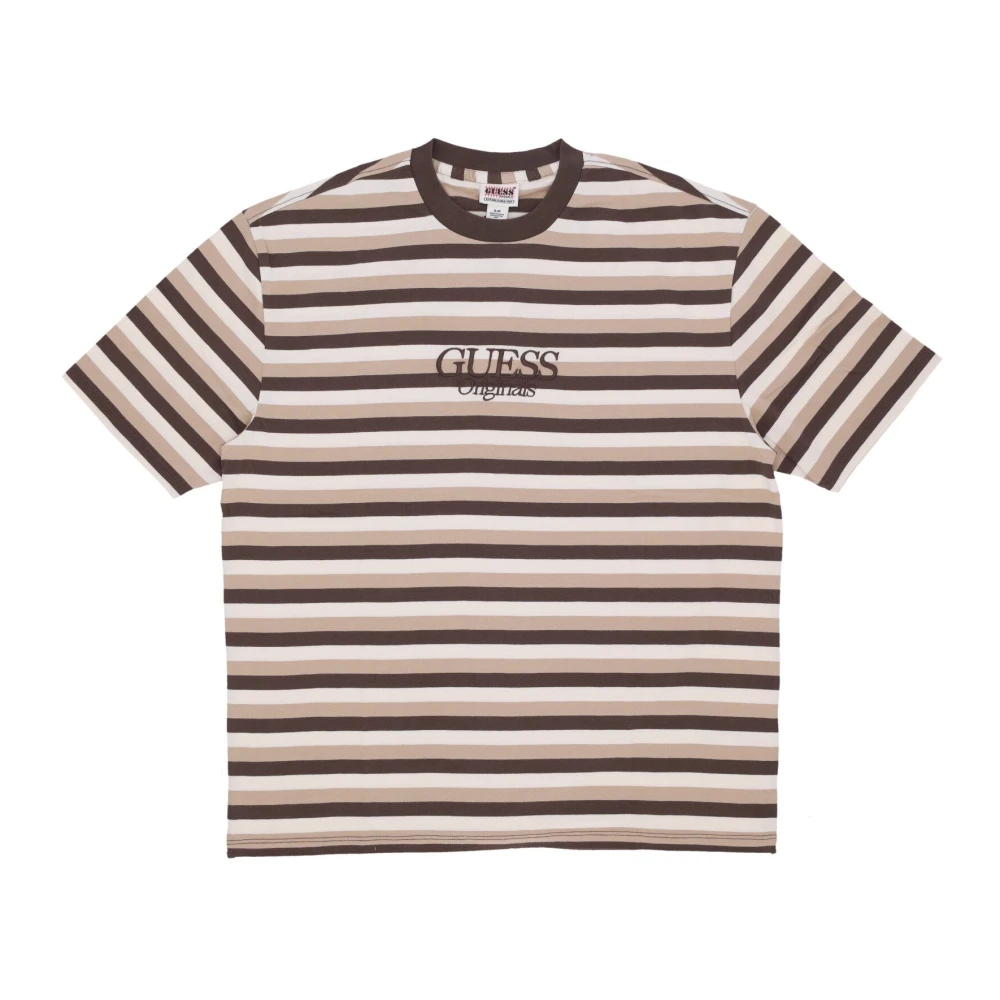 Guess Horizontale Streep Tee Grof Bruin Multi Brown Heren