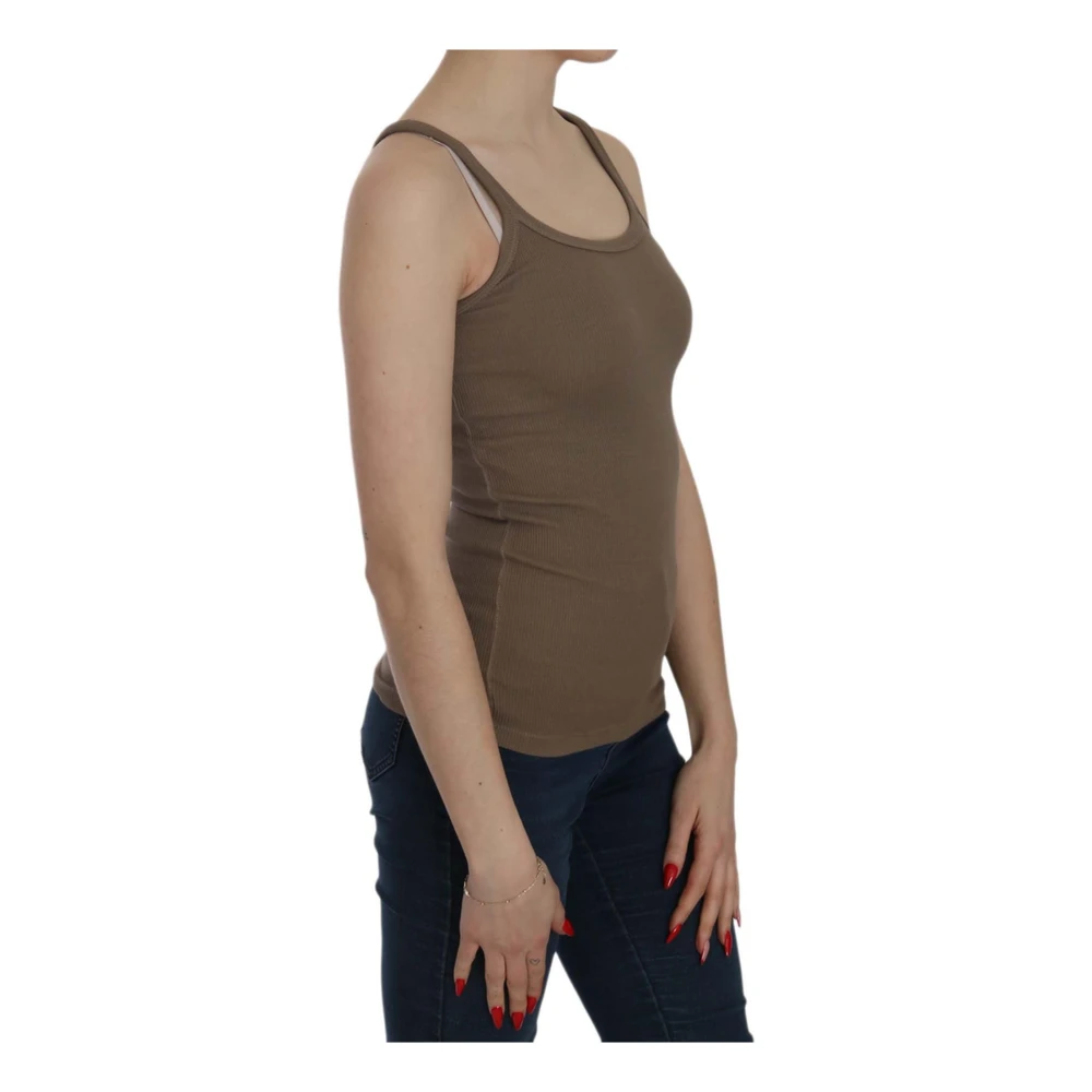 Pink Memories Bruine Mouwloze Spaghetti Strap Top Blouse Brown Dames