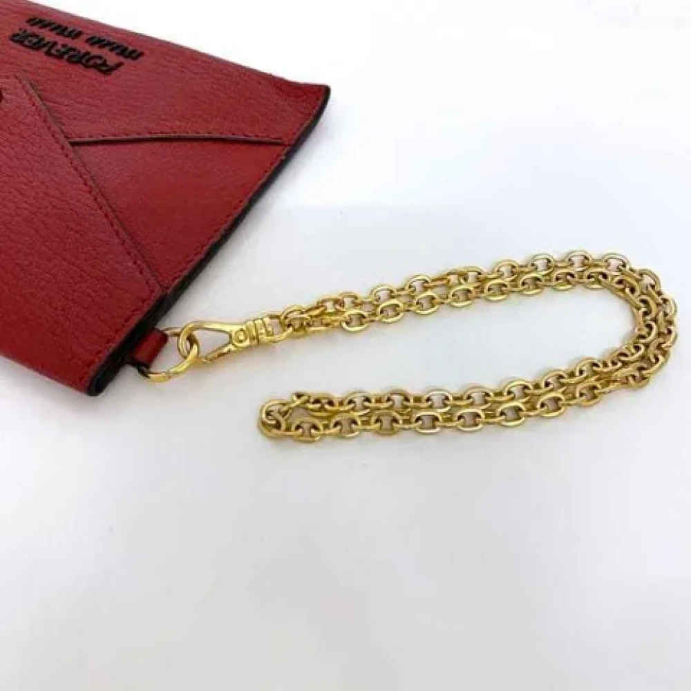 Miu Pre-owned Leather wallets Red Dames