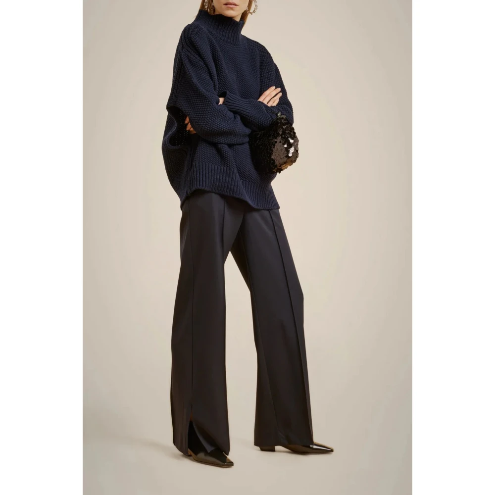 Liviana Conti Blauwe kasjmier trui met hoge hals Blue Dames