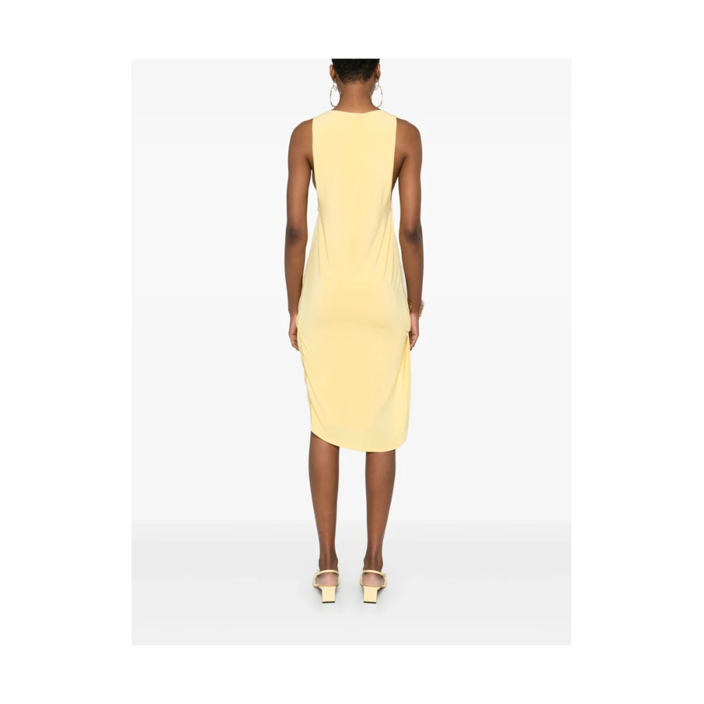Jacquemus Zonsondergang Geel Gedrapeerd Mouwloos Jurk Yellow Dames