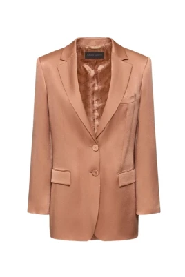 Satin Beige Jacka med Logofoder